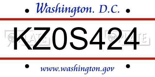 KZ0S424 District Of Columbia License Plate
