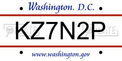 KZ7N2P District Of Columbia License Plate