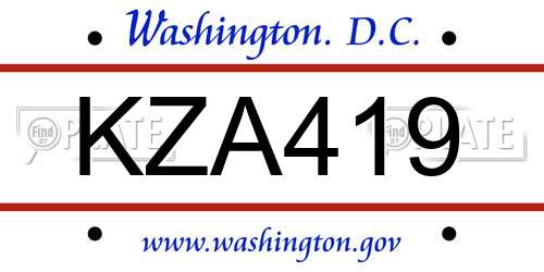 KZA419 District Of Columbia License Plate