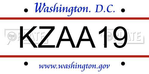KZAA19 District Of Columbia License Plate