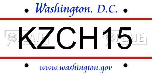 KZCH15 District Of Columbia License Plate