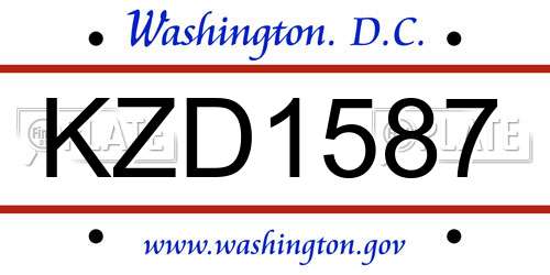 KZD1587 District Of Columbia License Plate