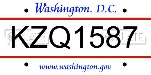 KZQ1587 District Of Columbia License Plate