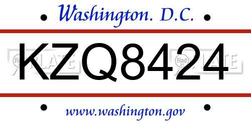 KZQ8424 District Of Columbia License Plate
