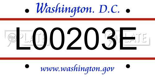 L00203E District Of Columbia License Plate