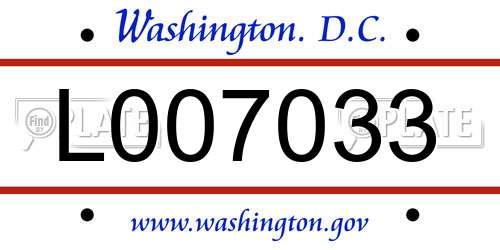 L007033 District Of Columbia License Plate