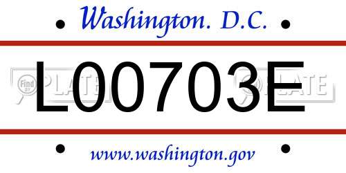 L00703E District Of Columbia License Plate