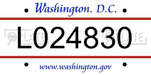 L024830 District Of Columbia License Plate