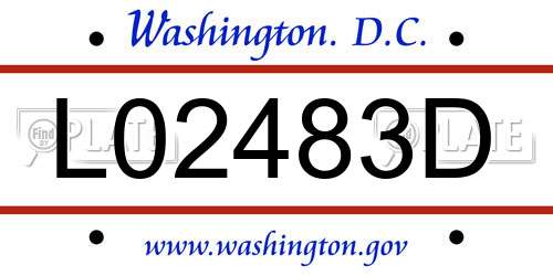 L02483D District Of Columbia License Plate