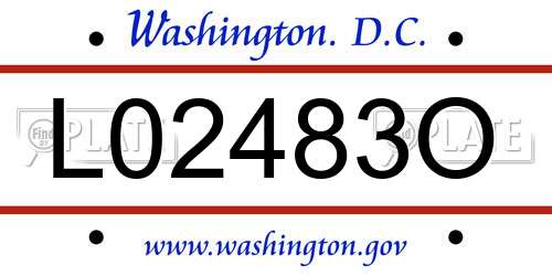 L02483O District Of Columbia License Plate