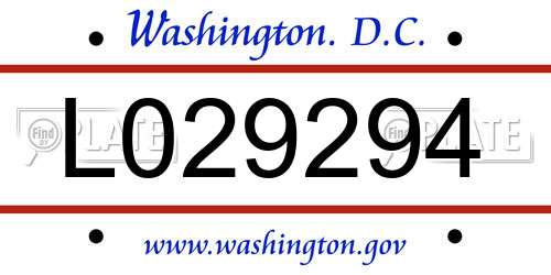 L029294 District Of Columbia License Plate