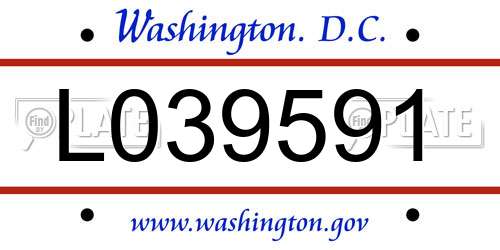 L039591 District Of Columbia License Plate