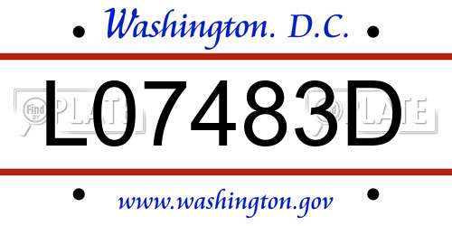 L07483D District Of Columbia License Plate