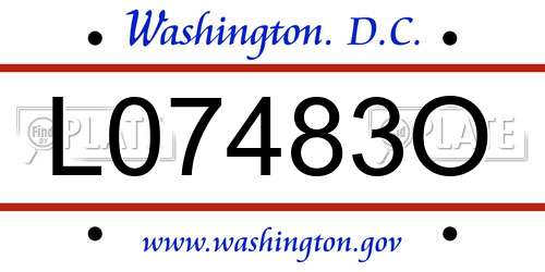 L07483O District Of Columbia License Plate