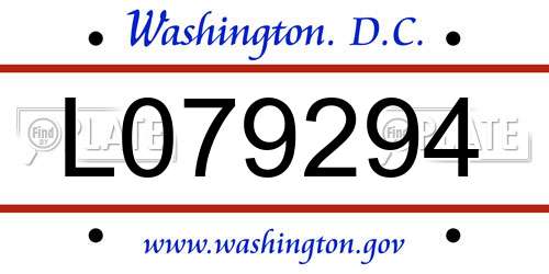L079294 District Of Columbia License Plate