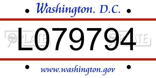 L079794 District Of Columbia License Plate