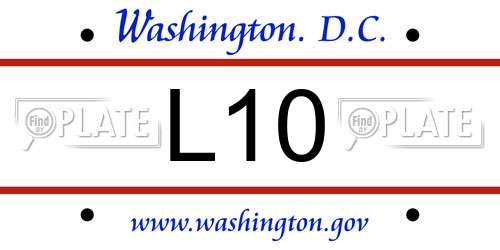 L10 District Of Columbia License Plate