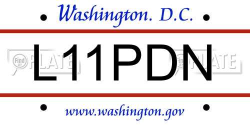 L11PDN District Of Columbia License Plate