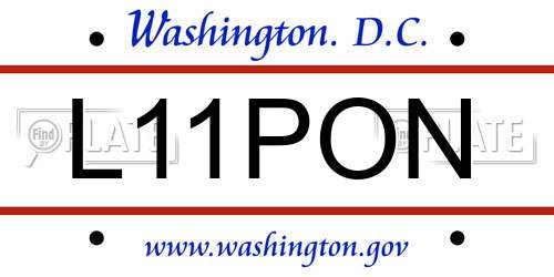 L11PON District Of Columbia License Plate