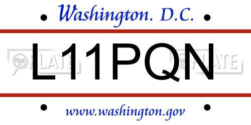 L11PQN District Of Columbia License Plate