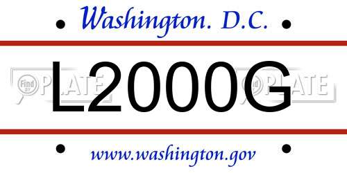 L2000G District Of Columbia License Plate