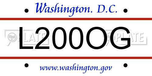 L200OG District Of Columbia License Plate