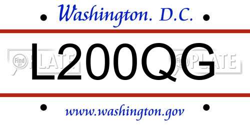 L200QG District Of Columbia License Plate