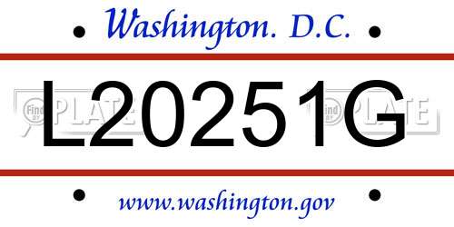 L20251G District Of Columbia License Plate