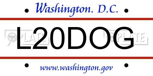 L20DOG District Of Columbia License Plate