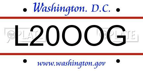 L20OOG District Of Columbia License Plate