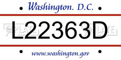 L22363D District Of Columbia License Plate