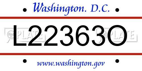 L22363O District Of Columbia License Plate