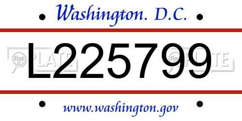 L225799 District Of Columbia License Plate