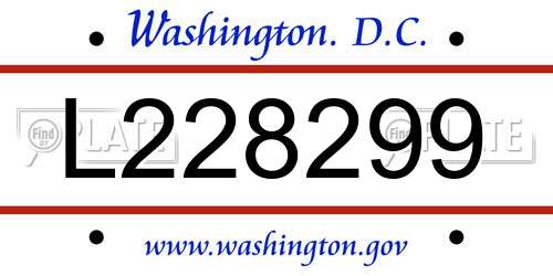 L228299 District Of Columbia License Plate