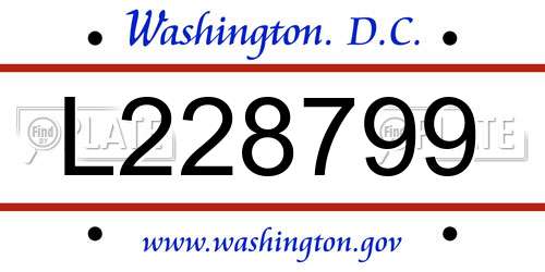 L228799 District Of Columbia License Plate
