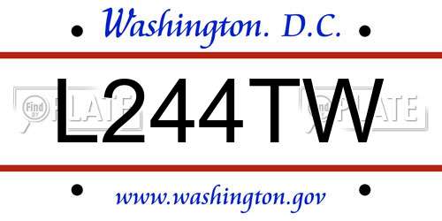 L244TW District Of Columbia License Plate