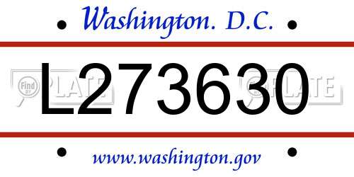 L273630 District Of Columbia License Plate