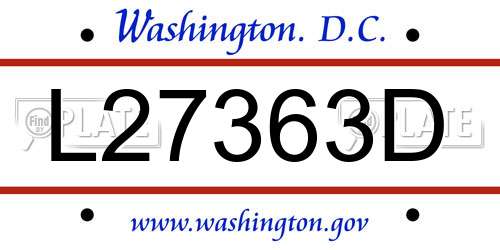 L27363D District Of Columbia License Plate