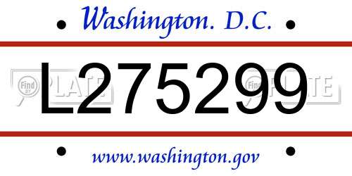 L275299 District Of Columbia License Plate
