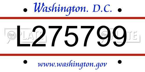 L275799 District Of Columbia License Plate