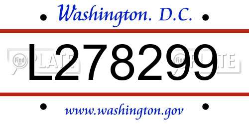 L278299 District Of Columbia License Plate