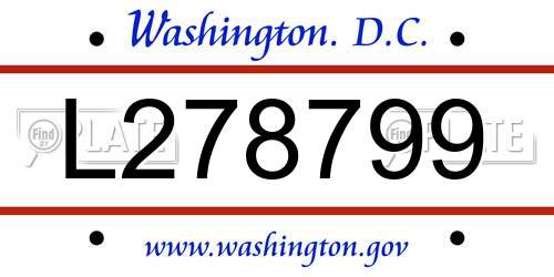 L278799 District Of Columbia License Plate