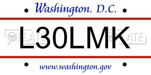 L30LMK District Of Columbia License Plate