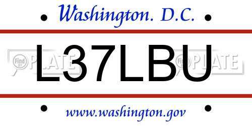 L37LBU District Of Columbia License Plate
