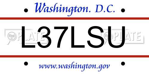 L37LSU District Of Columbia License Plate