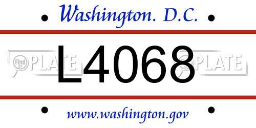L4068 District Of Columbia License Plate