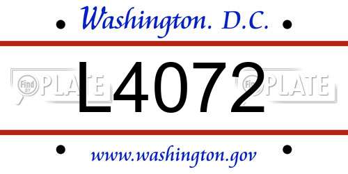 L4072 District Of Columbia License Plate
