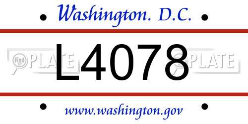 L4078 District Of Columbia License Plate