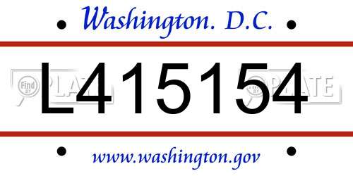 L415154 District Of Columbia License Plate