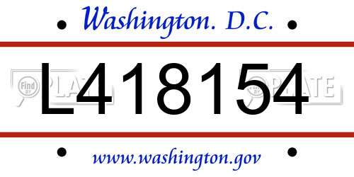 L418154 District Of Columbia License Plate